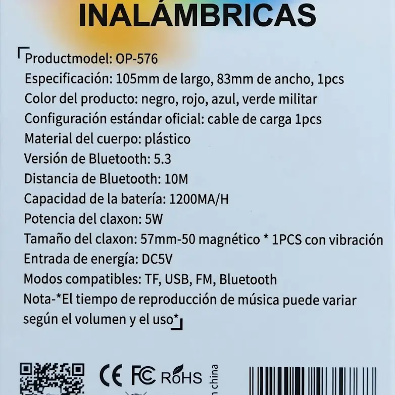 Bocina Bluetooth Audiobop OP-576 – Con Soporte para Celular y Luces LED RGB's photo #1